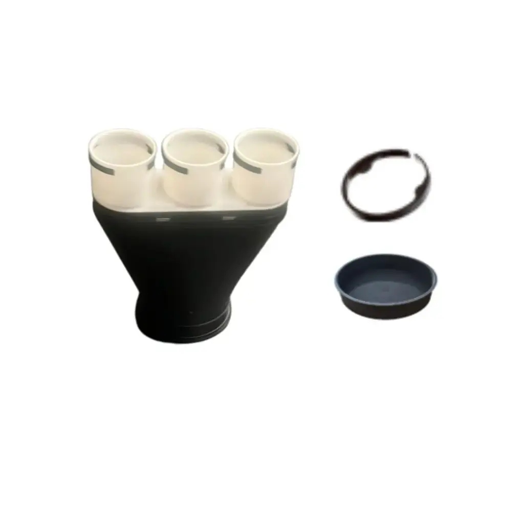 Ventielaansluitstuk 180º 3xØ63mm en 1xØ125mm incl stop en rubber