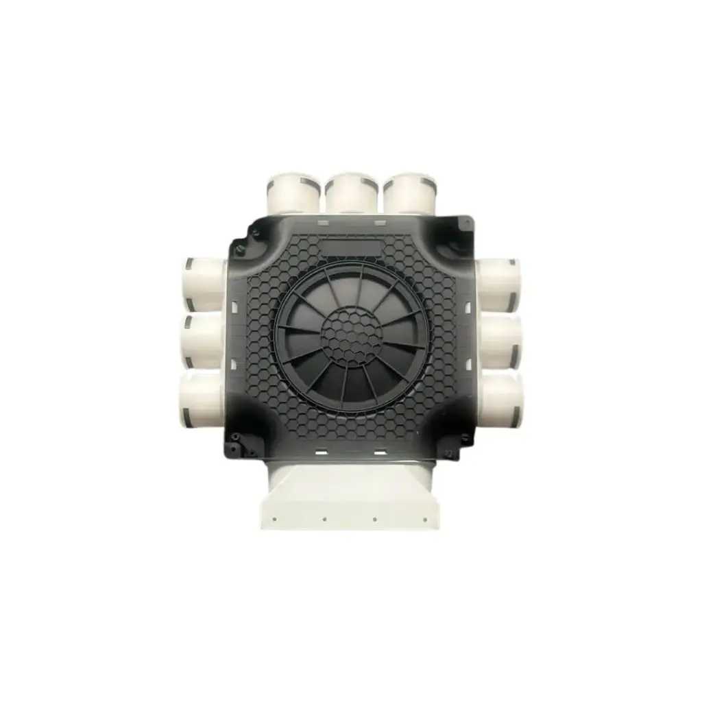vlakke verdeler 9xØ63mm en 1 connector, incl. Ø63mm blinddeksels en afdichtingen