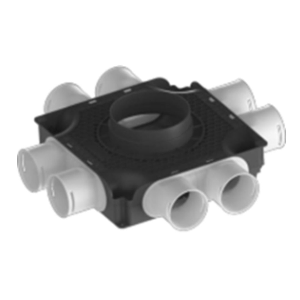 vlakke verdeler 8xØ75mm en 1xØ180mm, incl. Ø75mm blinddeksels en afdichtringen