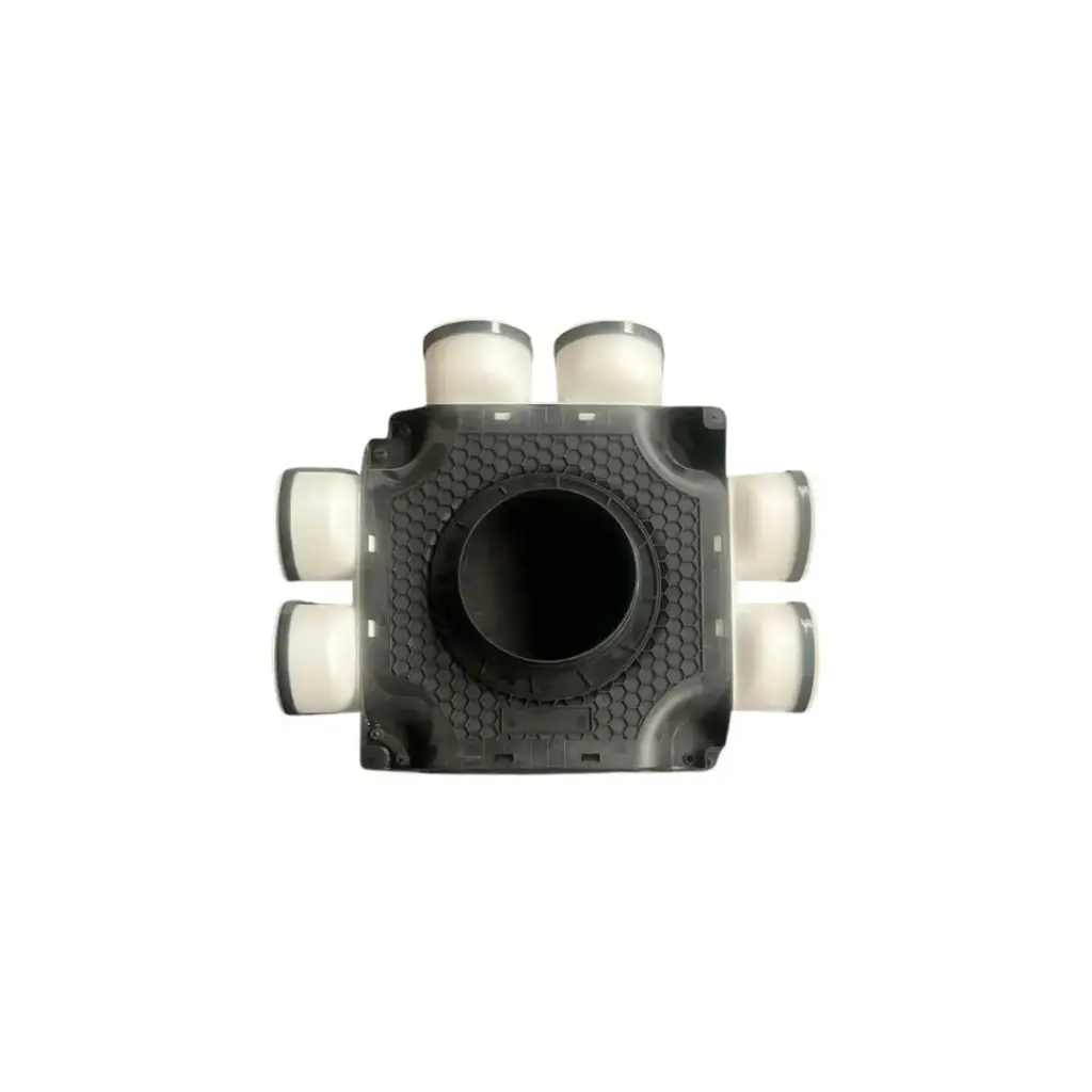 [00.EV690180SR] vlakke verdeler 8xØ90mm en 1xØ180mm, incl. Ø90mm blinddeksels en afdichtringen