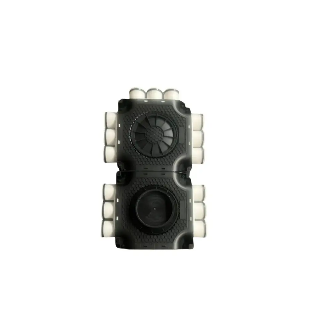 dubbele verdeler 15xØ63mm en 1xØ180mm, incl. Ø63mm blinddeksels en afdichtringen