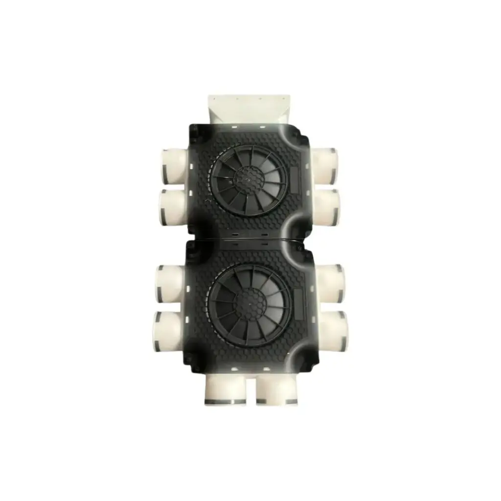 dubbele verdeler 10xØ90mm en 1xconnector, incl. Ø90mm blinddeksels en afdichtringen