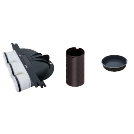 [1111213631] ventielaansluitstuk 90º 3xØ63mm, L aansluitstuk = 50mm incl stop en rubber