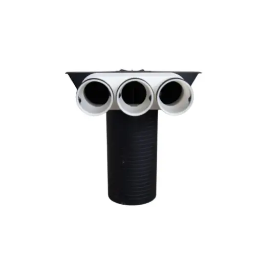 [1111263636] ventielaansluitstuk 90º 3xØ63mm, L aansluitstuk = 248mm ex stop en rubber