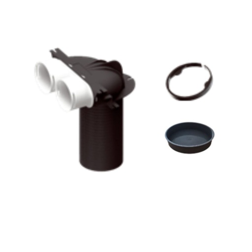 [1111222751] ventielaansluitstuk 90º 2xØ75mm, L aansluitstuk = 248mm incl stop en rubber
