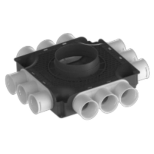 [1111412630] vlakke verdeler 12xØ63mm en 1xØ160mm, incl. Ø63mm blinddeksels en afdichtringen